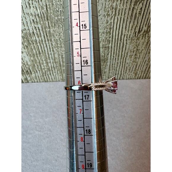 NEW Pink Sakura/White Moissanite - 75% 18k White Gold, Sz.6 - Picture 5 of 9